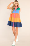 Dreaming On Blue Colorblock Dress