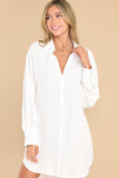 Chic Alternative White Button Front Shirt Dress